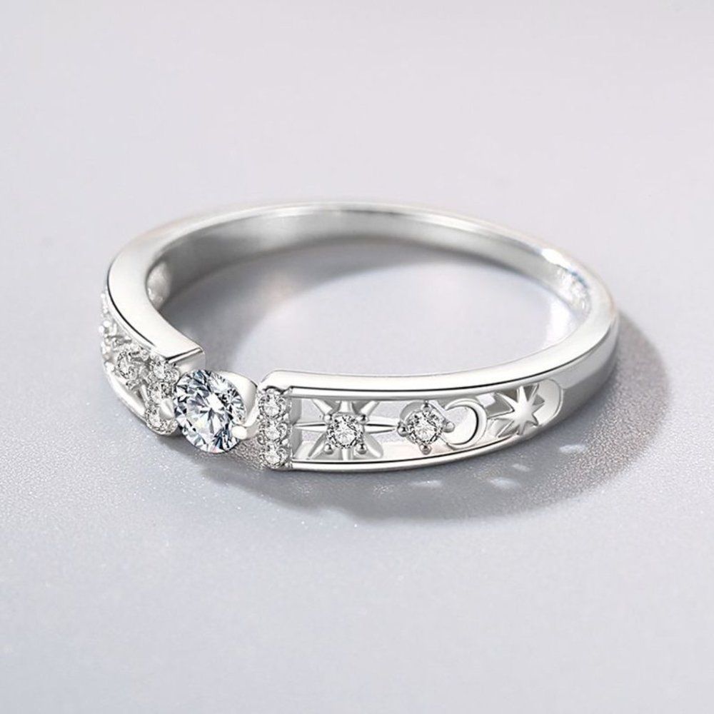 Celestial Sterling Silver Cubic Zirconia Crystal Ring - Picture 2 of 6